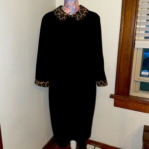 Talbots Black Cheetah Leopard Ponte Knit Print Long Sleeve Dress 18w